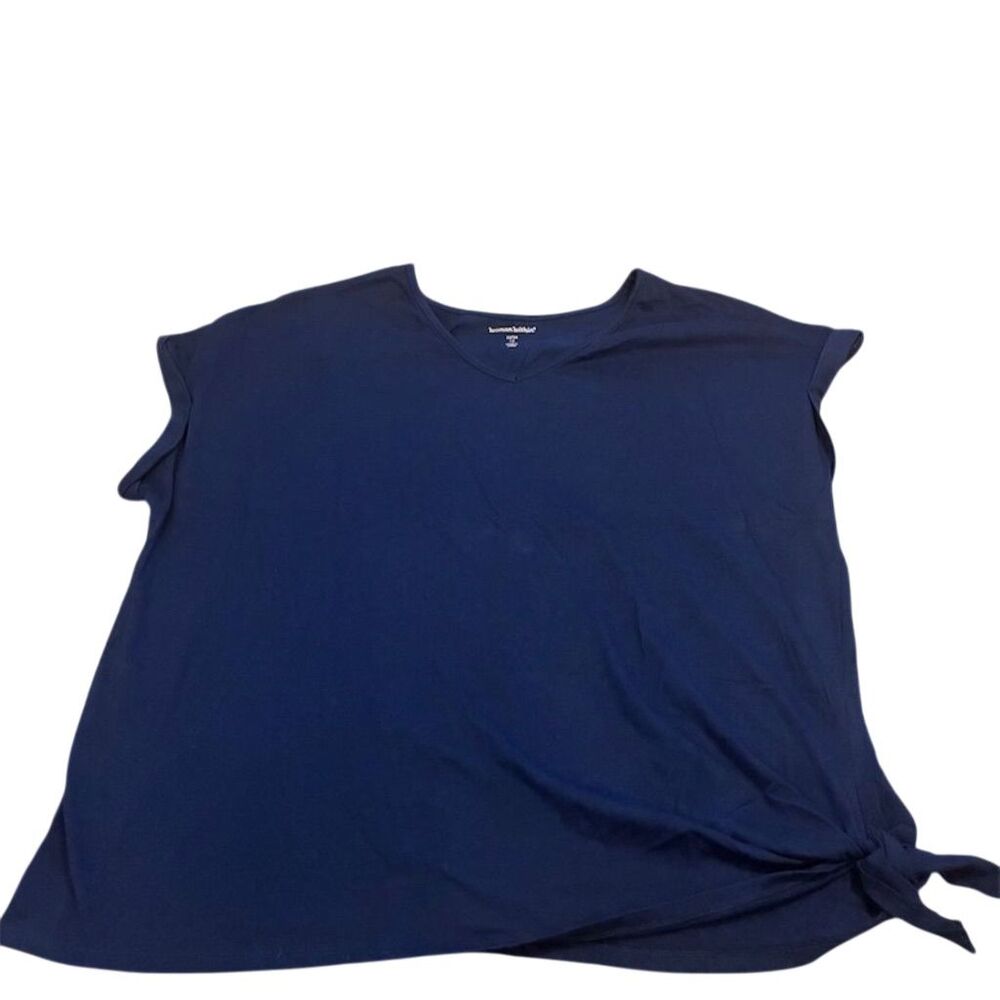 Woman Within Plus 1X Blue‎ V-Neck top with side tie